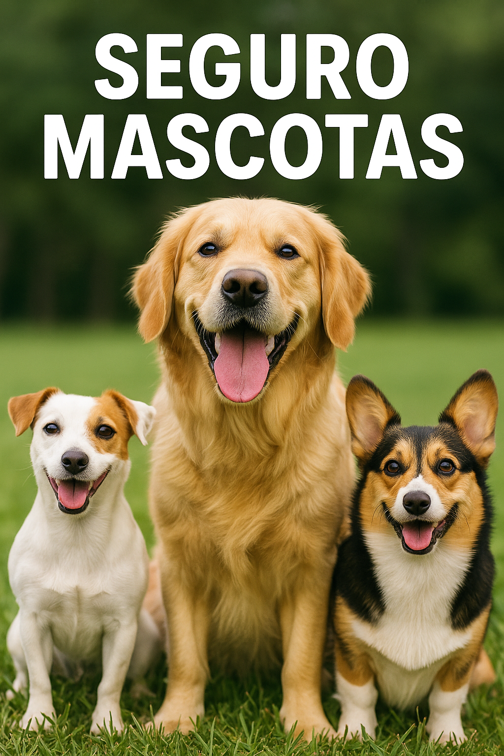 fotosde perros en grupo, con el slogan seguro mascotas, según marca la ley española